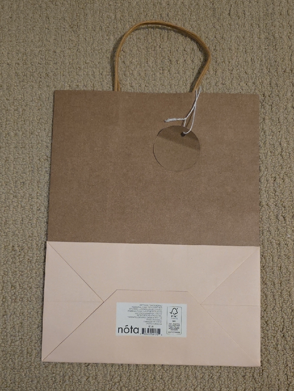Indigo Two-Tone Paper Gift Bag in Brown and Light Pink